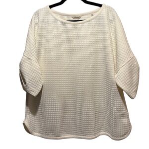 Max Studio Cream 3/4‎ Sleeve Boxy Waffle Knit Blouse Size 2X